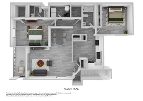 2x2 1140 sqft floorplan at Mission Palms Apartments in Tucson Arizona